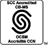 SCC Accredited CB-MS (Standards Council of Canada accredited certification body)